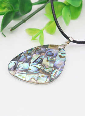 三角形项链油菜花贝壳天然皮绳女