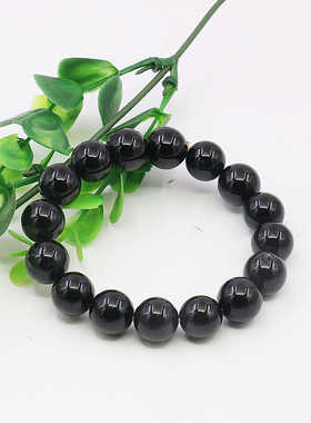 油菜花女黑曜石天然圆珠男女手链