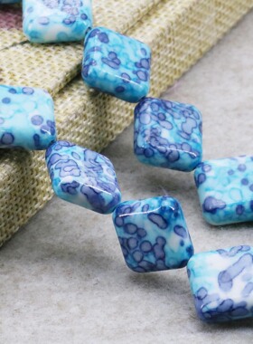 油菜花雨花石蓝紫色散珠饰品串珠
