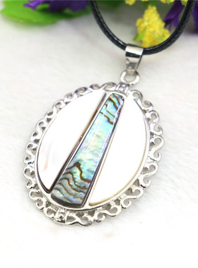 幻彩拼接天然贝壳吊坠项链