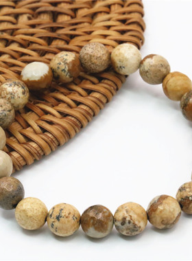 棕色切面圆形天然石民族风手链