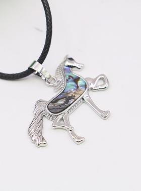 油菜花鲍鱼贝壳皮绳女马项链国风