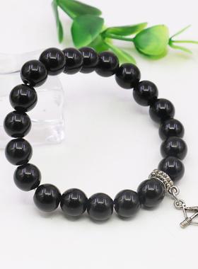 10mm圆珠丘比特的箭黑玛瑙手链