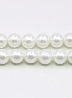 3 4 6 8 10 12 14mm白色圆珠玻璃珍珠散珠子 DIY手工串项链隔珠女