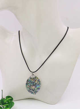 椭圆项链油菜花贝壳生命树皮绳女