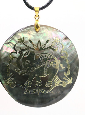 diy圆形幻彩天然贝壳吊坠项链