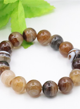 油菜花女玛瑙玉石条纹棕色散珠子