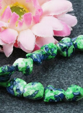 油菜花雨花石绿紫色散珠配件饰品