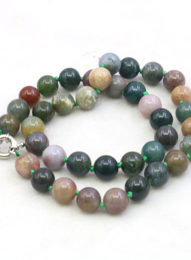 油菜花玛瑙半宝石圆珠女手工项链