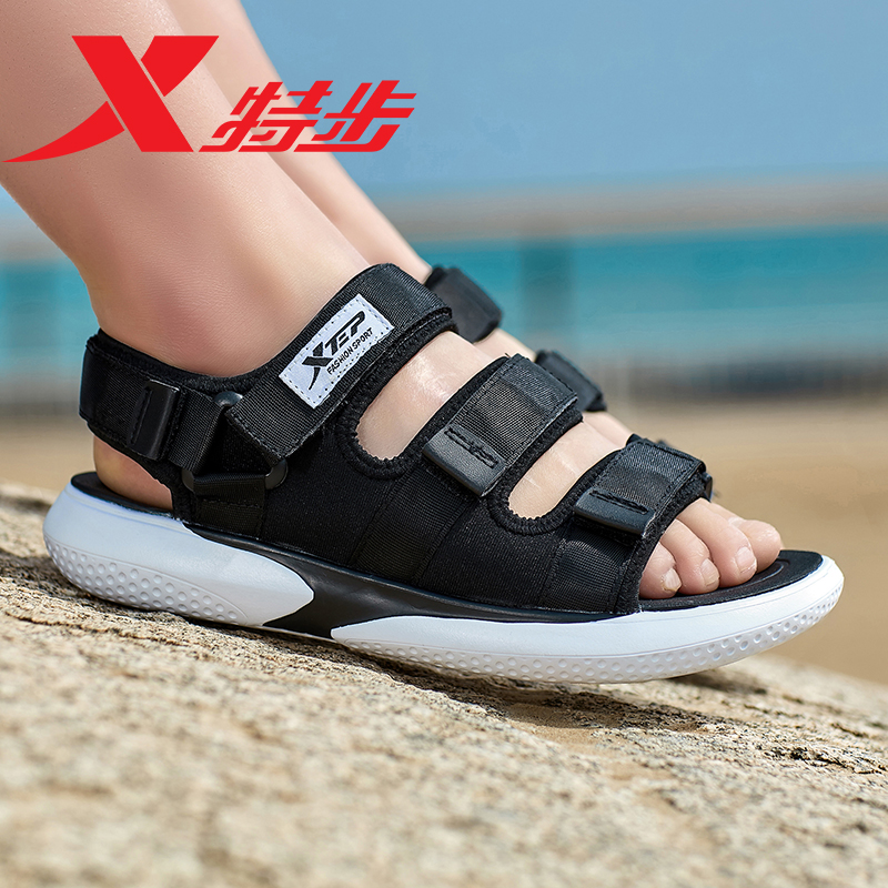 特步服饰旗舰店特步韩版凉鞋男夏季新品魔术贴潮流运动户外凉鞋防滑时尚凉拖2