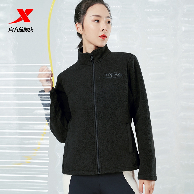 凑单63！特步加绒外套女款秋冬加厚