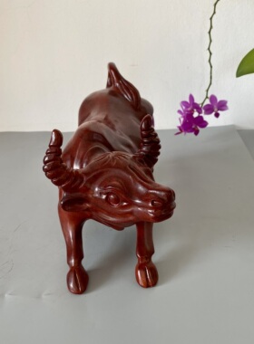 越南花梨木生肖牛摆件木雕牛扭转乾坤招财装饰品民宿摆设开业送礼