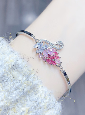 时尚渐变天鹅彩色锆石手链日韩新款流行首饰森系气质女神手饰批发