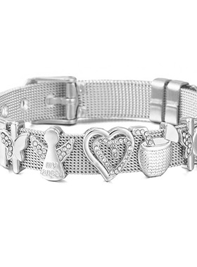 2022春季新款10mm不锈钢手链女 DIY爱心蝴蝶手链手表式饰品