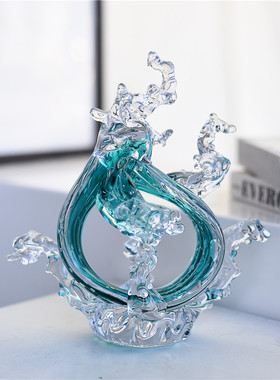 轻奢简约创意时尚简约现代琉璃风生水起摆件高端样板间家居装饰i.