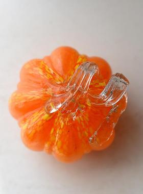 家居玻璃摆件装饰孤品南瓜摆件现代简约南瓜福窝烛台摆件乔迁ins