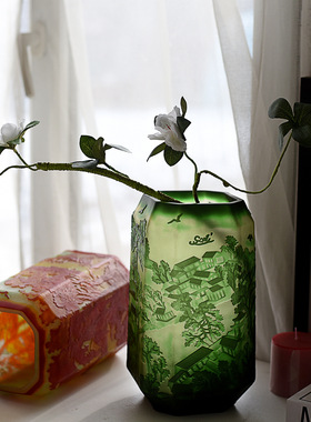 Galle手工雕刻玻璃花瓶轻奢礼品