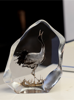 水晶玻璃工艺品摆件背雕