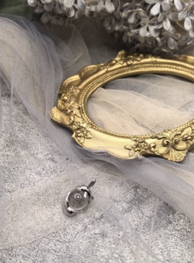 日本海外vintage中古简约款复古银色海豚琉璃珠吊坠项链孤品