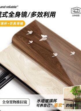 镜子推拉古风画卧室暗藏入户式