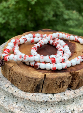 国风新中式景德镇陶瓷三圈叠戴手串青花色撒红色翡绿色中国结流苏