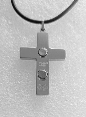 硅胶链条不锈钢镶嵌金箔十字架吊坠