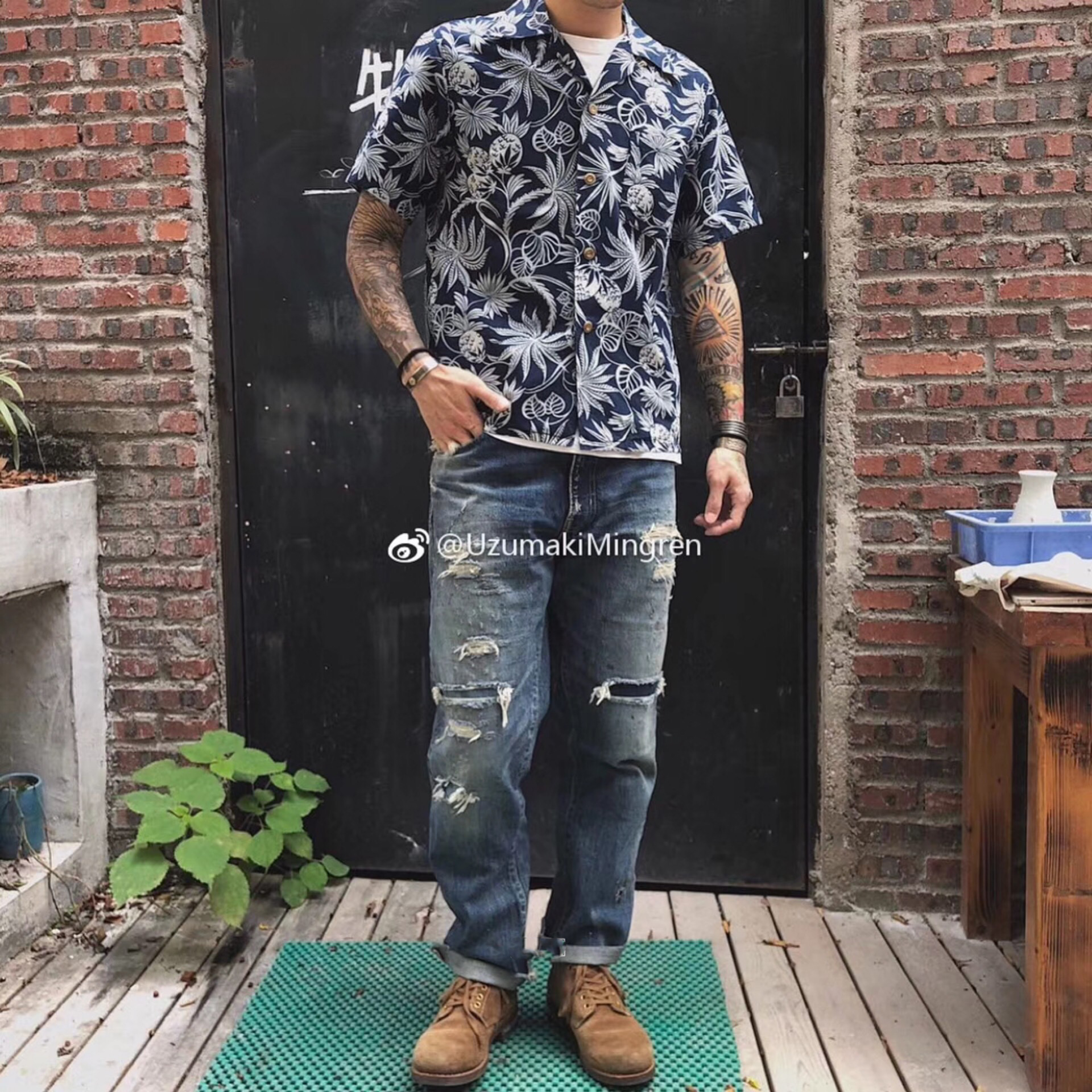 温酒 VISVIM19SS JOURNEYMANTACKED日系休闲潮破坏欧豪牛王牛仔 - 图0