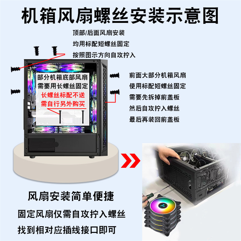 台式电脑大4Pin彩灯机箱风扇12cm风冷静音台式机12025散热风扇12v-图2