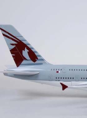 47cm客机带灯带轮子A380卡塔尔航模飞机模型树脂静态收藏家居