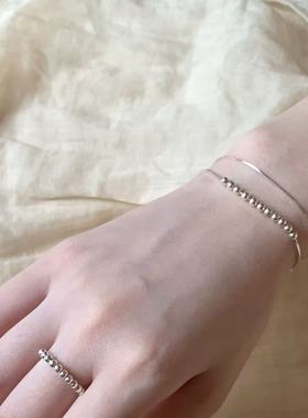 925银双层小圆珠蛇骨链手链女极简风ins小众时尚精致高级手饰