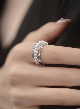 女925银高贵闪钻贝珠皇冠戒指