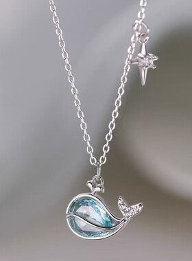 925纯银鲸鱼项链小众女锁骨链2025新爆款高级感轻奢颈链