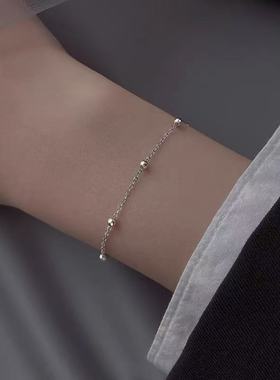 925纯银小圆珠手链女士轻奢小众幸运闺蜜精致珠子手饰ins手串配饰