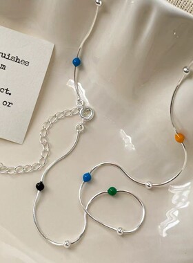 s925镀银蛇骨多巴胺彩豆项链轻奢2025新爆款高级颈链女锁骨链