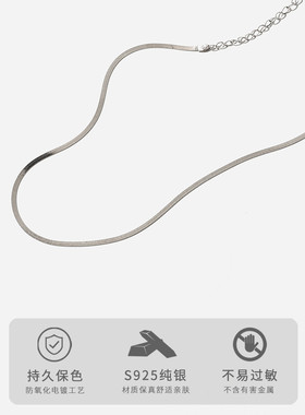 choker光面纯银配饰锁骨链
