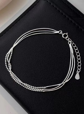 925纯银多层圆珠手链轻奢小众爆款手镯高级感闺蜜女手串