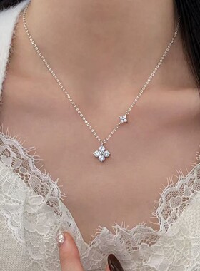 925银四叶草项链女高级感锁骨链2026新爆款毛衣链颈链