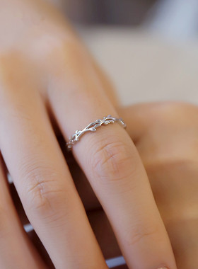 925银树枝荆棘戒指女日韩版潮