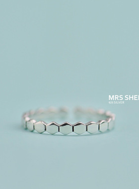 太太六边形焊接性感搭手开口戒指