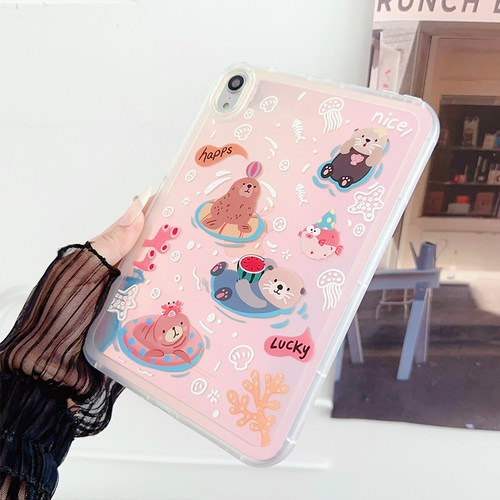 镭射彩绘ipad11保护壳平板air7保护套适用mini7/6苹果pro11气囊防摔air654软壳ipad10可爱海獭89代10.2寸全包 - 图1