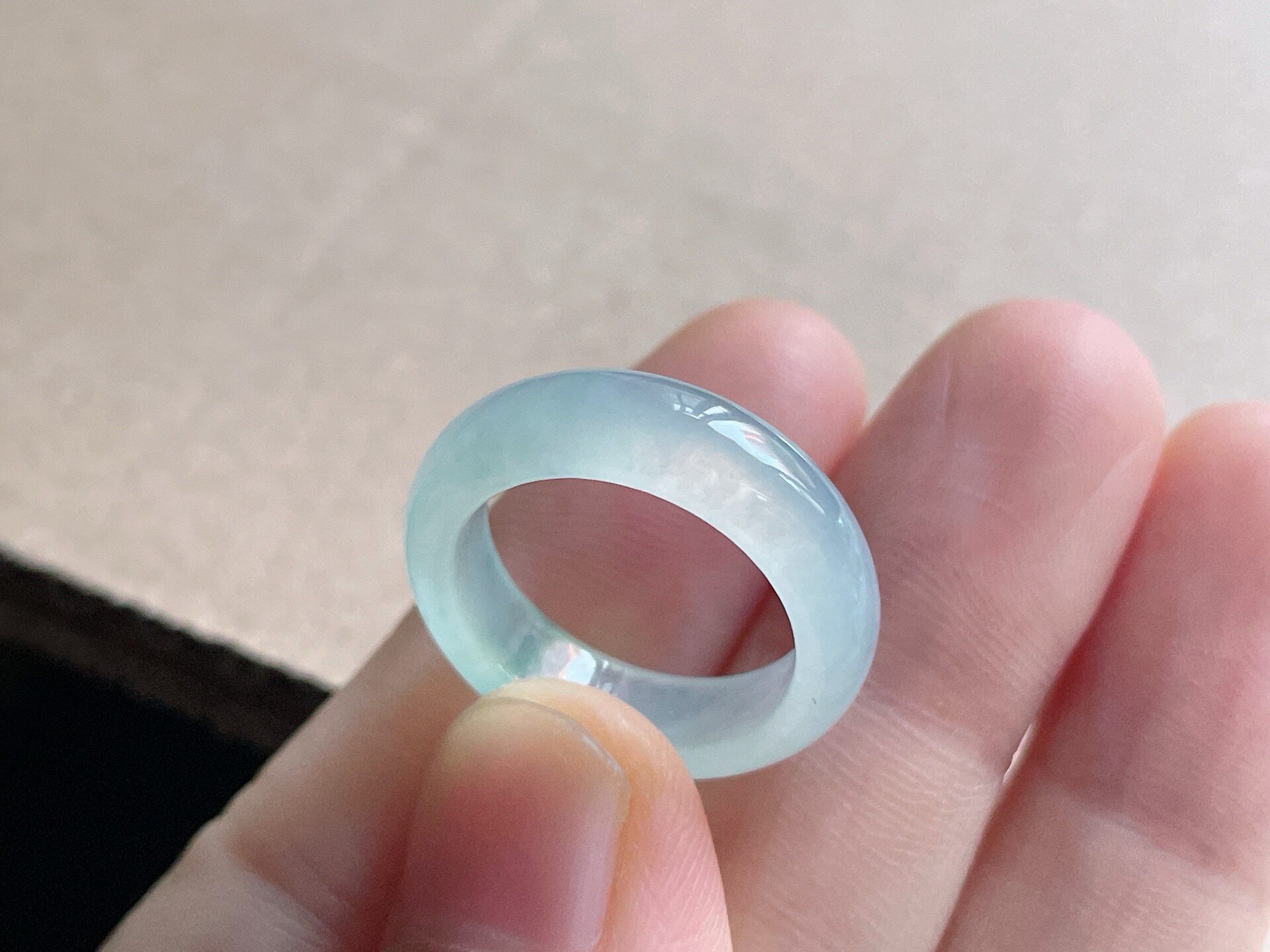 Burmese natural jade A-grade ice seed floating flower ring No. 12 16.2-5.7-3.2mm, smart colors