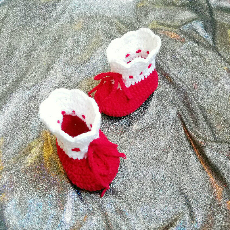 冬季纯手工编织婴儿宝宝套脚包脚连脚棉裤毛线鞋手钩软底棉线鞋
