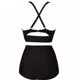 Anti -bottom vertical side -to -side barbinnie black, thin waist, high waist bikini cup cover meat swimsuit female