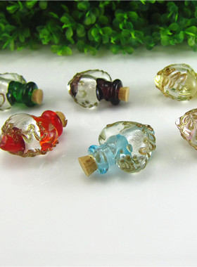 diy心形琉璃香薰小瓶子项链吊坠