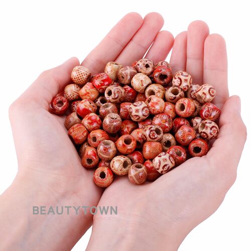 大孔珠脏辫木珠 彩色木珠diy饰品配件材料辅料Wooden Bead - 图0