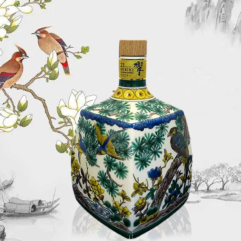 SUNTORY 九谷烧十四代酒井田柿右衛門作濁手山文洋酒瓶日本威士忌 - 图1