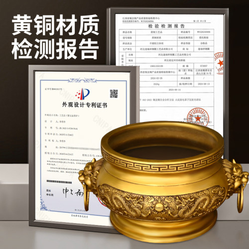 铜双龙香炉圆底加厚大号龙凤家用家居寺庙佛堂鼎聚宝盆中式祠堂 - 图0