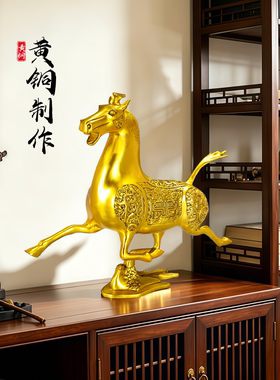 铜马马踏飞燕客厅办公室摆件装饰