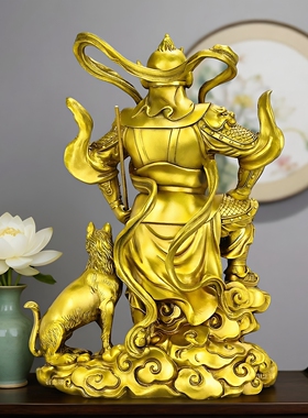 铜二郎神摆件杨戬铜像哮天犬家居客厅装饰品二郎真君办公室工艺品