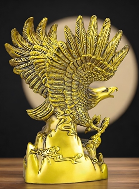 黄铜大展宏图鹰展翅翱翔雄鹰桌面摆件客厅办公室摆设大展宏图装饰